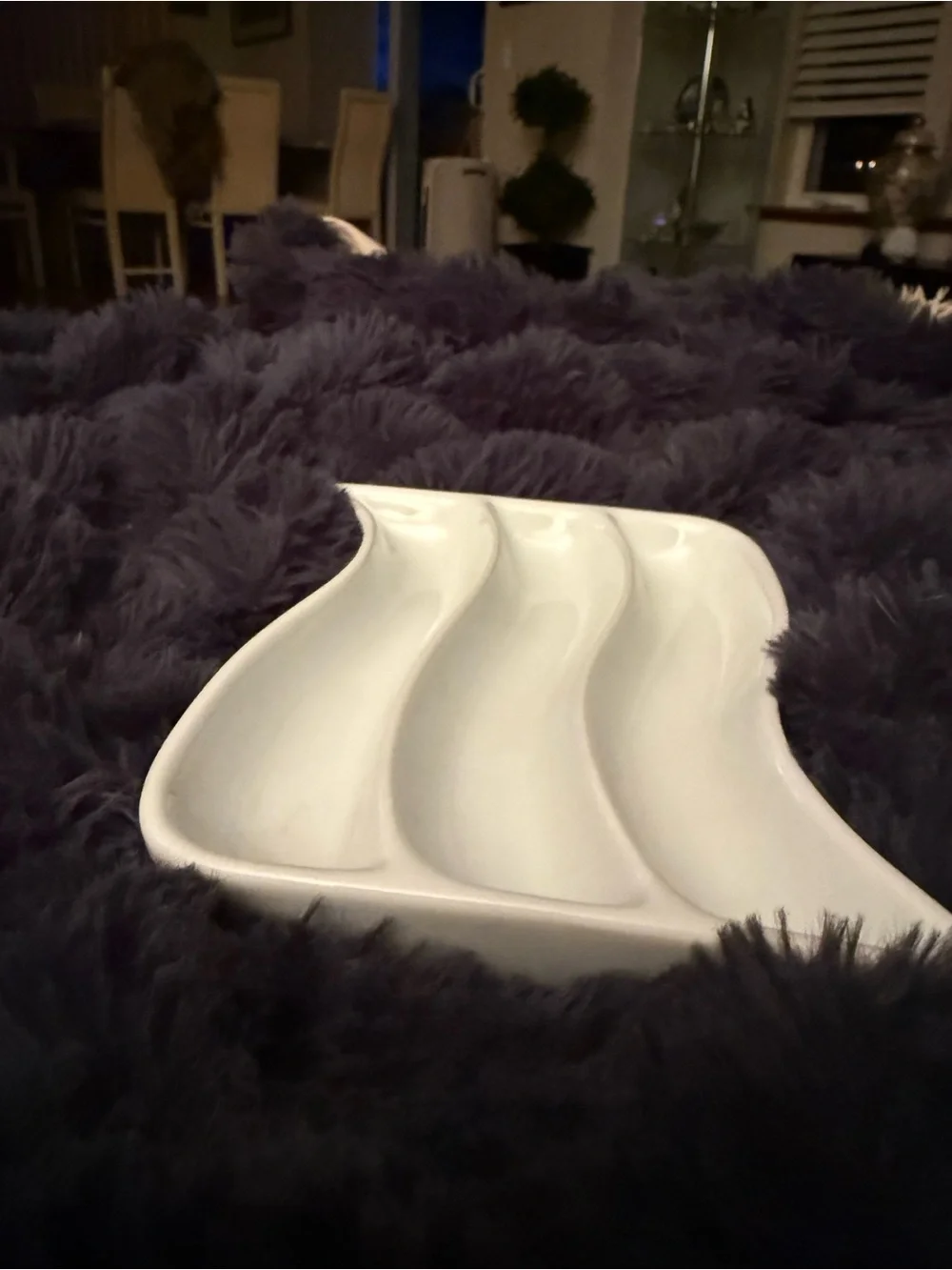 Crate&Barrel White Wavy Appetizer Dish